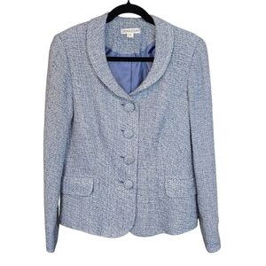 Pendleton Silk Viscose Blend Dress Blazer Suit Set Blue Tweed Size 8